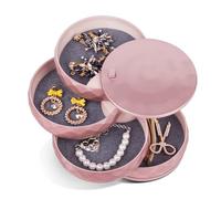 INMORVEN Schmuckaufbewahrung Schmuckkästchen Mädchen Schmuckkasten Damen Schmuckschatulle 4 Ebenen Drehbar Kann Gesperrt Werden für Ring Ohrringe Aufbewahrung Halskette Haargummi Geschenk(Roségold)