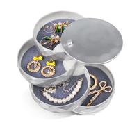 INMORVEN Schmuckkästchen Damen Schmuckaufbewahrung 4 Ebenen Drehbar，Kann Gesperrt Werden für Ringe Ohrringe Halskette Geburtstag Mädchen(Silber)