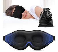 INNELO 3D Schlafmaske für Seitenschläfer, 100 % lichtdicht, mit vertieftem Augenbereich, schont Wimpern, weich & bequem, inkl. Tasche - für Frauen Herren, ideal für Reisen, Schwarz