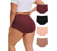 INNERSY Boxershorts Damen Unterhosen Große Größen Baumwolle Panties 4 Pack | High Waist Unterhose, Übergröße Schlüpfer in EU 44-62, 100% Baumwoll Schritt Unterwäsche, Boyshorts Pantys XL-5XL Hoher Bund
