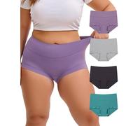 INNERSY Boxershorts Damen Unterhosen Große Größen Baumwolle Panties 4 Pack | High Waist Unterhose, Übergröße Schlüpfer in EU 44-62, 100% Baumwoll Schritt Unterwäsche, Boyshorts Pantys XL-5XL Hoher Bund