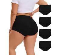 INNERSY Damen Boxershorts Baumwolle Unterhosen Große Größen High Waist Unterwäsche Panties 4 Pack (48-50, 4 Klassisch Schwarz)