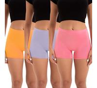 INNERSY Schlüpfer Damen Stretch Boxershorts Bunte Unterhosen Frauen Polyamid Hotpants Mehrpack 3 (S/38 EU, Rosa/Lila/Orange)