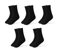 INNERSY Socken Kinder Schwarz Baumwolle Kindersocken Jungen Mädchen Weich Unisex Crew Socks 5 Paar (23-26, Solide Schwarz)