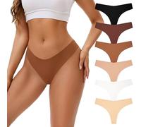 INNERSY String Tanga Damen Nahtlos Sexy Seamless Unterhosen Frauen 6er Pack | Hipster Unterwäsche Dünn, 100% Baumwolle Schritt, Leichte Tangas, Microfaser Strings Unsichtbar, Invisible Thong Ohne Naht