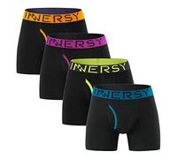 INNERSY Unterhosen Herren Baumwolle Boxershorts Schwarz Sport Unterwäsche Männer Lang 4 Pack (XS, Klassisch Schwarz)