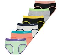 INNERSY Unterwäsche Teenager Mädchen Stretch Baumwolle Unterhosen Bunte Schlüpfer 6er Pack (8-10 Jahre, 2 Schwarz/Mehrfarbig)