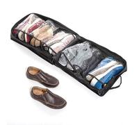 InnovaGoods - Reisetasche für Schuhe, 6 transparente Fächer, Kapazität für 12 Schuhe, kompaktes und leichtes Design, Schwarz, Medium, Polyester