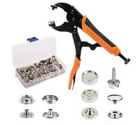 INNOVIO Druckknopf Set mit Zange, Verstellbares Druckknopf Zange, 40 Sätze 15mm Druckknöpfe für Bootsabdeckungen, Segeltuchreparatur, Näharbeiten und Metallverschluss-Ersatz