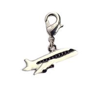 INNSPIRO NICE CHARMS Flugzeug Anhänger Metall schwarz und weiß mit Karabiner 22x10mm 25u., 23x13mm., Metall, Kein Edelstein