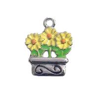 INNSPIRO Nice Charms Metall-Anhänger, 3 Blumen, orange und gelb, 16 x 20 mm, 25 Stück, 10x15mm., Metall, Kein Edelstein