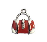 INNSPIRO Nice Charms Metall-Anhänger, Tasche weiß und rot, 15 x 16 mm. 25 Stück., 11x24mm., Metall, Kein Edelstein