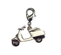 INNSPIRO NICE CHARMS Vespa-Anhänger aus Metall, schwarz und weiß, mit Karabiner, 23 x 13 mm, 25 Stück., 15x11mm., Metall, Kein Edelstein