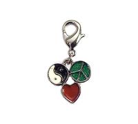 INNSPIRO NICE CHARMS Ying/Yang, Frieden und Herz weiß, schwarz, rot und grün mit Karabiner 14 x 14 mm. 25u., 4x20mm., Metall, Kein Edelstein