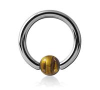 Inoki - Titanring mit goldener Tigerauge-Steinkugel - Drahtstärke 2 mm, Durchmesser 18 mm, Ball 6 mm