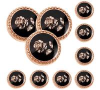 INOOMP 10 Stück Vintage Metallknöpfe aus Zinklegierung mit Rosenmuster Robuste Mantelknöpfe für Jacken und Outfits als Geschenk