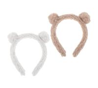 INOOMP 2 Stück-pack Flauschige Plüsch Bärenohren Haarreif für Damen Weiches Stirnband mit Niedlichen Tierohren zum Schminken Gesichtwaschen und Spa Vielseitiges Haaraccessoire für