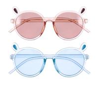 INOOMP 2 Stück pack Modische Sonnenbrillen mit Rundem Rahmen und Bärenohren UV Schutz PC Material für Sommer und Strandfoto Requisite