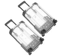 INOOMP 2 Stück Stylischer Kleiner Trolley Koffer Kosmetik Make Up Aufbewahrungsbox aus Kunststoff mit Transparenter Sicht und Multifunktionalem Stauraum für Party und