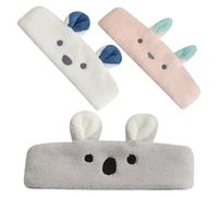 INOOMP 3 Stück pack Dehnbare Coral Fleece Haarbänder mit Cartoon Motiv Weiche Make Up Stirnbänder zum Waschen Spa und Sport Wasserabsorbierend für Damen und Mädchen