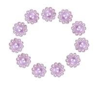 INOOMP 50 Stück Runde 15mm Dekorative Selbstgemacht Knöpfe mit Perlen und Kristall Kunstharz Blumenform für Bastelprojekte und Handarbeitszubehör