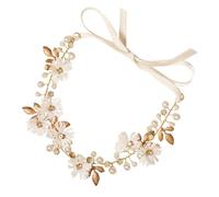 INOOMP Blumen Haarband Braut mit Strass und Perlen Braut Kopfschmuck für Hochzeit Hautfreundliches Stirnband für Brautfrisur und Festliche Anlässe
