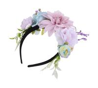 INOOMP Blumenstirnband mit Künstlichen Lavendelblüten Doppelseitiges Boho Haarband aus Seidenstoff Elastisch und Rutschfest für Hochzeit Party und Festival