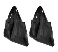INOOMP Große Schwarze Einkaufstasche Geräumiger Shopper aus Oxford Stoff 2 Stück mit Schulterriemen Faltbarer Mehrzwecktasche für Alltag Einkaufen und Reisen