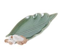 INOOMP Schmuckorganizer Keramik Schmuckschale Vogel Blatt Grüne Schmuckablage für Ringe Ohrringe Armbänder Aufbewahrungstablett für Schminktisch und Nachttisch Geschenk für Zuhause