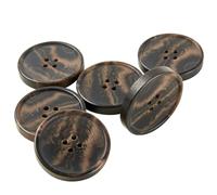 INOTIONSTYLE Öko-Knopfset aus recyceltem Horn 30mm 4-Loch-Knöpfe für Mantel Pullover in Dunkelbraun 6 Stück 23LSK0195