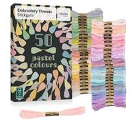 Inovida Stickgarn Set 50 Farben je 5 Meter in Pastell: Pastellfarben Nähgarn Set - Freundschaftsarmbänder selber machen - Sticken, Armband knüpfen, Flechten - Kreuzstich Garn - Embroidery Thread