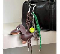 INS viraler Dackel Tennis Thema personalisierter Schlüsselanhänger Anhänger gewebte Hängezier "Ich liebe meinen Freund" Weihnachtsgeschenk Erntedankge