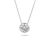 inSCINTILLE Damen Halskette Silber 925 Rhodiniert - Zirkonia Solitär-Halskette Anhänger Flush Setting - Länge 40-45 cm - Elegantes Schmuckstück Geschenkidee