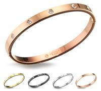 inSCINTILLE Schmuck Damen Armreif Edelstahl Zirkonia einfache Stil Liebe Armband 4/6/8mm mit Schließe Armspange Gravur, Gold/Silber/Schwarz, Inklusive Geschenkbox