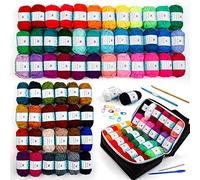 Inscraft Häkelwolle Set, Häkelgarn Set mit 2170yd Strickgarn in 62 Farben, 2 Häkelnadeln, 2 Stricknadeln, Aufbewahrungsbox und mehr, Häkelset für Anfänger, Acrylwolle zum Häkeln & Stricken