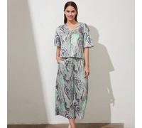 Insel-Stil Paisley-Muster Satin Top und lange Hose Damen Pyjama Set Loungewear für Damen Lingerie, Frühling und Sommer
