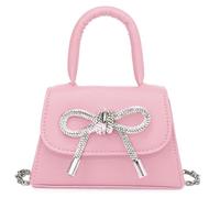 INSEOWI Modische kleine Handtasche mit Schleifendetail, einfarbig, PU-Leder, quadratische Umhängetasche für Damen, PU-Leder, a, One Size