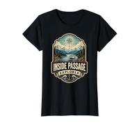 Inside Passage Explorer, lustiges Vintage-Kreuzfahrtschiff in Alaska Preisgünstiges Grafik-T-Shirt, Damen, Schwarz, XL