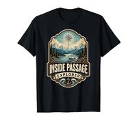 Inside Passage Explorer, lustiges Vintage-Kreuzfahrtschiff in Alaska Preisgünstiges Grafik-T-Shirt, Herren, Schwarz, XL