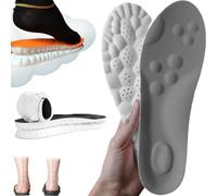 Insoles for Women Men,2025 New 4D Cloud Soles, Ultra Comfort Trim to Fit Insoles with Arch Support (Grau,Men 9-10.5/Women 10.5-12)