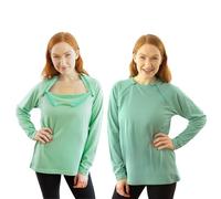 Inspired Comforts Chemotherapie Port Access Shirt mit diskreten Doppelreißverschlüssen, Grün , Klein