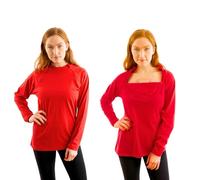 Inspired Comforts Damen Chemo Port Access Langarmshirt mit doppeltem Reißverschluss, Rot/Ausflug, einfarbig (Getaway Solids), XX-Large