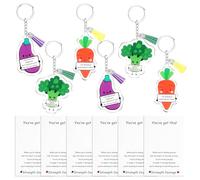 Inspirierender Schlüsselanhänger Aubergine Brokkoli Karotte 6 Gemüse Acryl zur Emotionalen Unterstützung,Inspirierende Karten,Geburtstage Aufmunterung Geschenke für Kollegen Freunde Schwester Unisex