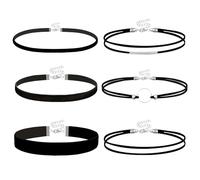 INSPUTOL 6er-Set schwarzes Samt-Halsketten-Set für Damen und Mädchen, verstellbare, dehnbare Halsbänder mit bequemer Passform für Cosplay, Halloween, Party und Tanz