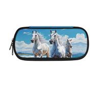 INSTANTARTS Federmäppchen mit Pferdemotiv für Kinder, großes Federmäppchen für Mädchen, Schreibwaren-Tasche, Stifthalter für Schreibtisch, Stiftetasche, Reißverschluss, Stiftebox, Schulbedarf