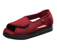 Insun Unisex Erwachsene Hausschuhe Extra Breite Diabetiker Schuhe Klettverschluss Freizeitschuhe Sandalen Weinrot 46 EU