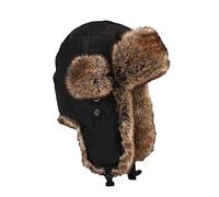 Insun Unisex Fliegermütze Winter Mütze Warme Pilotenmütze mit Kunstfell Trappermütze Wintermütze Schwarz 2 XXL Hut Umfang 63cm