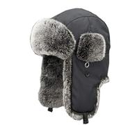 Insun Unisex Fliegermütze Winter Mütze Warme Pilotenmütze mit Kunstfell Trappermütze Wintermütze Schwarz 1 XL Hut Umfang 61cm