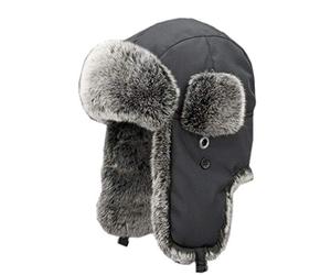Insun Unisex Fliegermütze Winter Mütze Warme Pilotenmütze mit Kunstfell Trappermütze Wintermütze Schwarz 1 XXL Hut Umfang 63cm