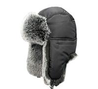 Insun Unisex Winter Mütze Fliegermütze Warme Pilotenmütze mit Kunstfell Wintermütze Ohrenschützer Wintermütze Schwarz M Hut Umfang 58cm